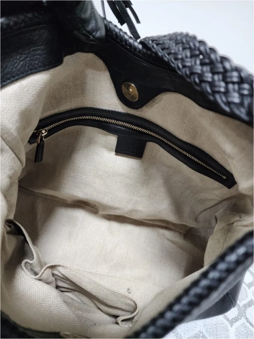 Authentic GUCCI Pebbled Calfskin Medium Marrakech Hobo Bag Black